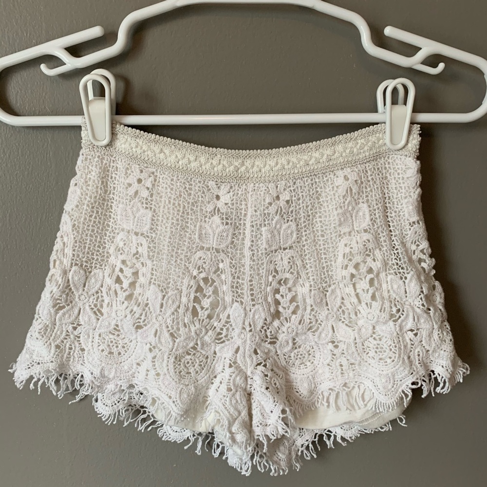 White Lace Crochet Shorts size Small